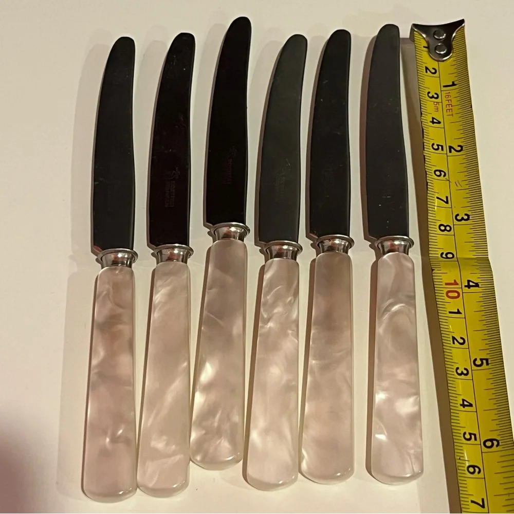 Vintage Faux Mother of Pearl Fork Knife and Pie Server Set